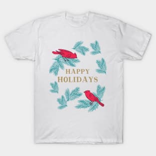 Happy Holidays Christmas Cardinals T-Shirt